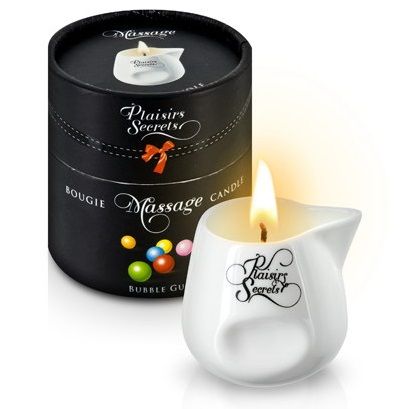 Массажная свеча с ароматом бубль-гума Bougie de Massage Gourmande Bubble Gum - 80 мл. - Plaisir Secret - купить с доставкой в Южно-Сахалинске