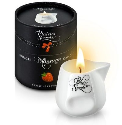 Массажная свеча с ароматом клубники Bougie de Massage Gourmande Fraise - 80 мл. - Plaisir Secret - купить с доставкой в Южно-Сахалинске