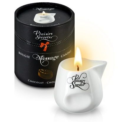 Массажная свеча с ароматом шоколада Bougie de Massage Gourmande Chocolat - 80 мл. - Plaisir Secret - купить с доставкой в Южно-Сахалинске