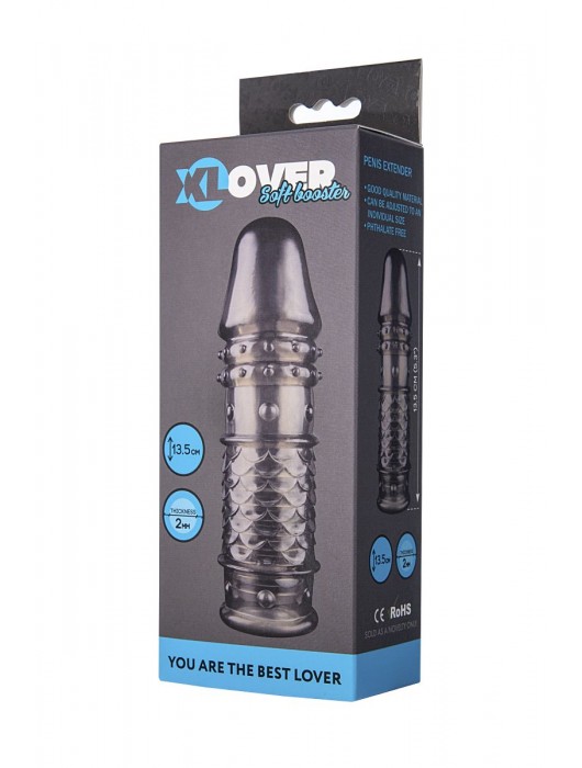 Дымчатая закрытая насадка ToyFa XLover с чешуйками и пупырышками - 13,5 см. - ToyFa - в Южно-Сахалинске купить с доставкой