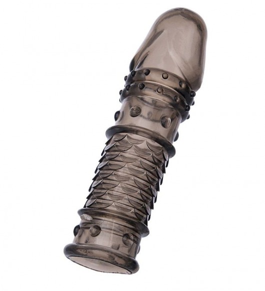 Дымчатая закрытая насадка ToyFa XLover с чешуйками и пупырышками - 13,5 см. - ToyFa - в Южно-Сахалинске купить с доставкой