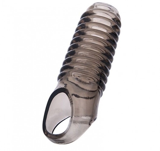 Дымчатая насадка с рёбрышками и подхватом мошонки ToyFa XLover - 12,5 см. - ToyFa - в Южно-Сахалинске купить с доставкой