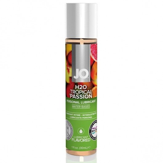 Смазка с ароматом тропических фруктов JO Flavored Tropical Passion - 30 мл. - System JO - купить с доставкой в Южно-Сахалинске