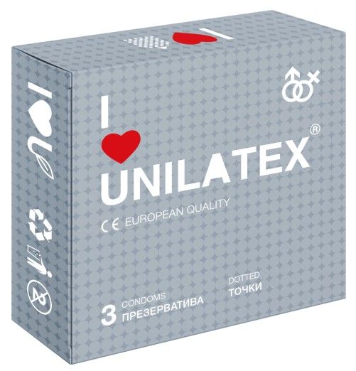 Презервативы с точками Unilatex Dotted - 3 шт. - Unilatex - купить с доставкой в Южно-Сахалинске