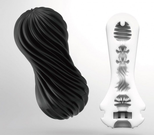 Мастурбатор FLEX Rocky Black с плотным рельефом - Tenga - в Южно-Сахалинске купить с доставкой