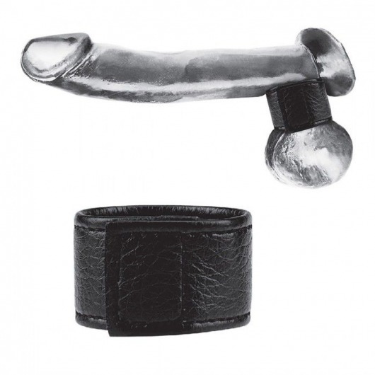 Чёрная утяжка на мошонку 1  Velcro Ball Stretcher - BlueLine - купить с доставкой в Южно-Сахалинске