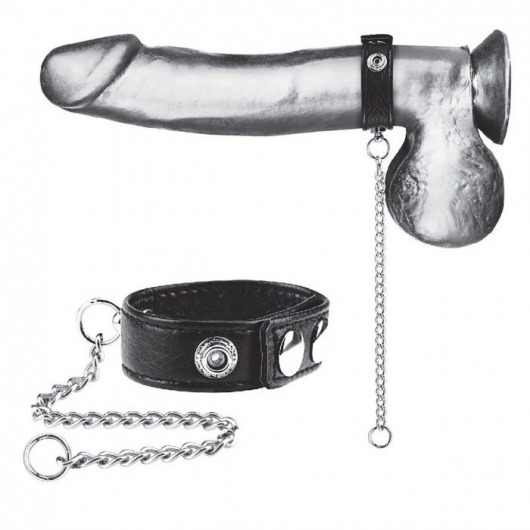 Утяжка на пенис с поводком Snap Cock Ring With 12  Leash - BlueLine - купить с доставкой в Южно-Сахалинске