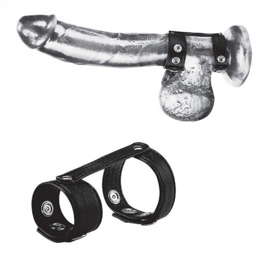 Утяжка на пенис с клёпками Duo Snap Cock And Ball Ring - BlueLine - купить с доставкой в Южно-Сахалинске