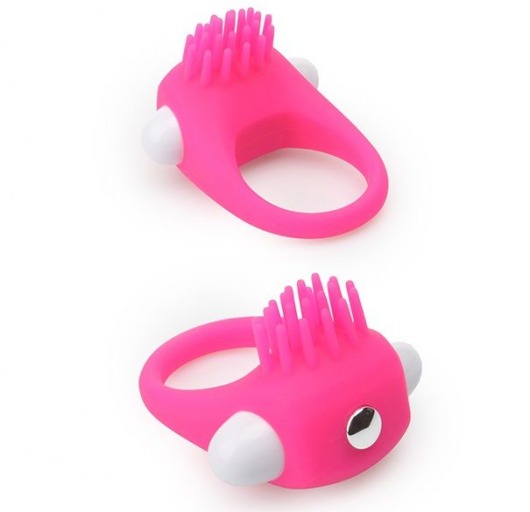 Розовое эрекционное кольцо с щеточкой LIT-UP SILICONE STIMU RING 5 - Dream Toys - в Южно-Сахалинске купить с доставкой