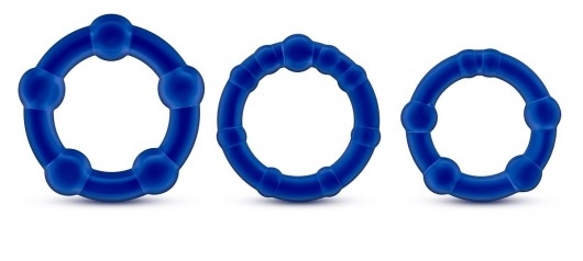 Набор из 3 синих эрекционных колец Stay Hard Beaded Cockrings - Blush Novelties - в Южно-Сахалинске купить с доставкой
