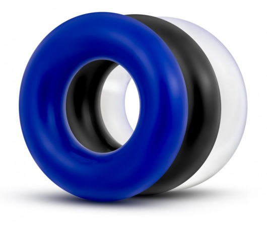 Набор из 3 разноцветных колец Stay Hard Donut Rings - Blush Novelties - в Южно-Сахалинске купить с доставкой