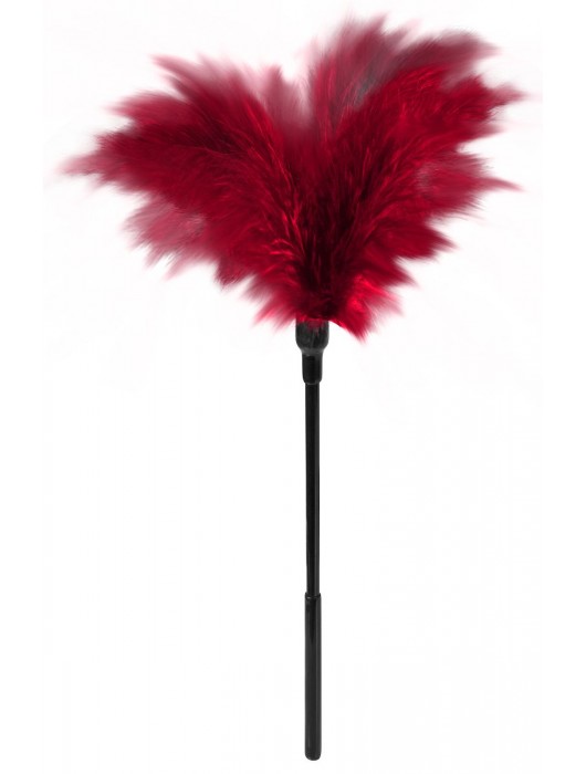 Пластиковая метелочка с красными пёрышками Small Feather Tickler - 32 см. - Blush Novelties - купить с доставкой в Южно-Сахалинске