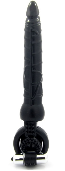Черная вибронасадка с анальным стимулятором - ToyFa - в Южно-Сахалинске купить с доставкой