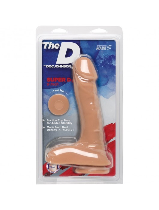 Телесный фаллоимитатор на присоске The D Super D 9  Vanilla - 22,86 см. - Doc Johnson