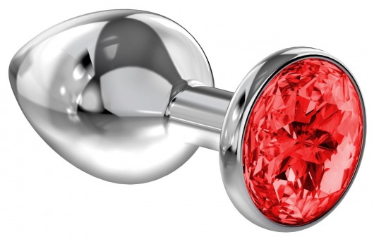 Большая серебристая анальная пробка Diamond Red Sparkle Large с красным кристаллом - 8 см. - Lola Games - купить с доставкой в Южно-Сахалинске