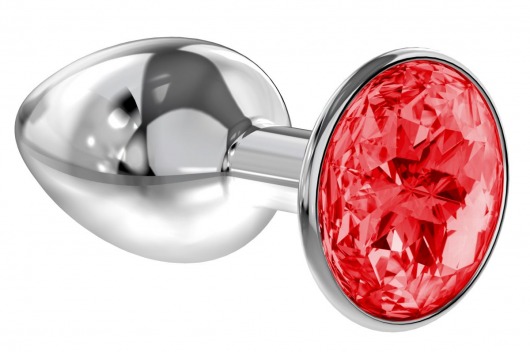 Малая серебристая анальная пробка Diamond Red Sparkle Small с красным кристаллом - 7 см. - Lola Games - купить с доставкой в Южно-Сахалинске