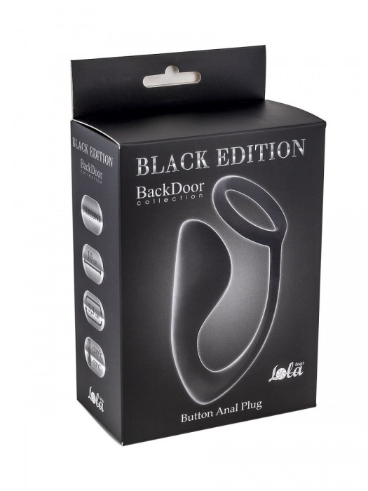 Чёрное эрекционное кольцо с анальной пробкой Button Anal Plug - Lola Games - в Южно-Сахалинске купить с доставкой