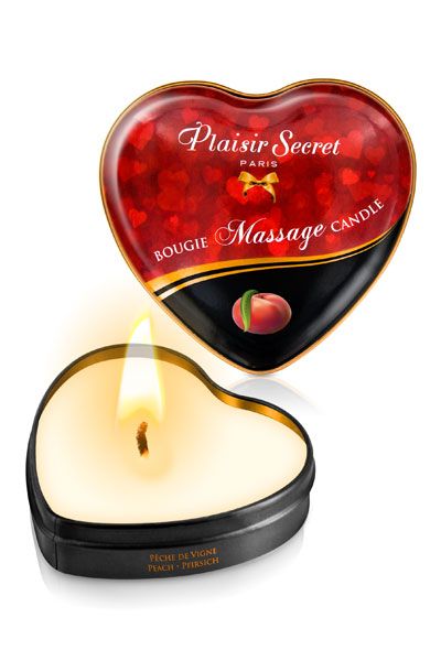 Массажная свеча с ароматом персика Bougie Massage Candle - 35 мл. - Plaisir Secret - купить с доставкой в Южно-Сахалинске