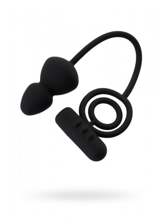 Чёрное эрекционное кольцо с вибростимулятором и анальным хвостом - Erotist Adult Toys - в Южно-Сахалинске купить с доставкой