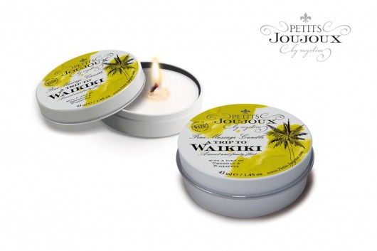 Массажная свеча Petits Joujoux Waikiki Beach с ароматом кокоса и ананаса - 33 гр. - MyStim - купить с доставкой в Южно-Сахалинске