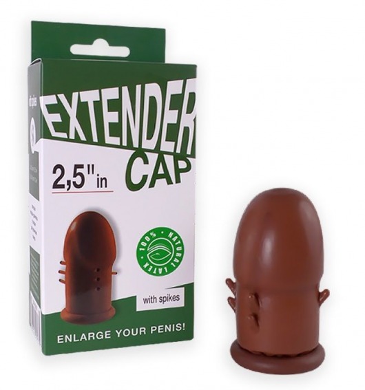 Коричневый латексный удлинитель пениса 2.5 in с шипиками - Sitabella - в Южно-Сахалинске купить с доставкой
