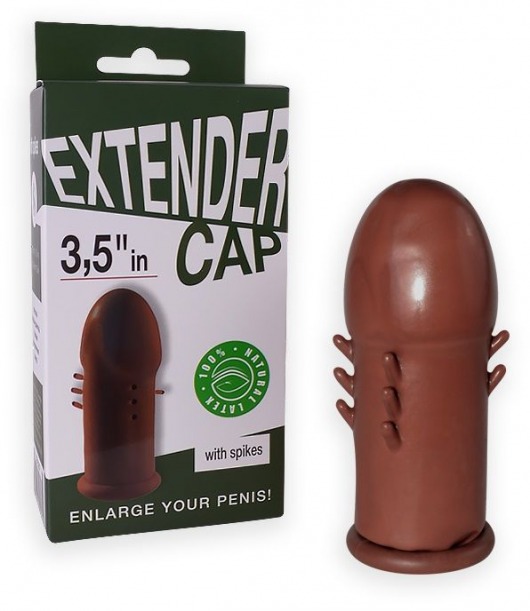 Коричневый латексный удлинитель пениса 3.5 in с шипиками - Sitabella - в Южно-Сахалинске купить с доставкой