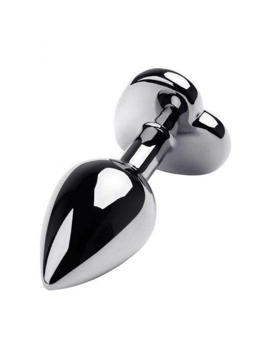 Серебристая анальная пробка с прозрачным кристаллом-сердцем - 8 см. - ToyFa - купить с доставкой в Южно-Сахалинске