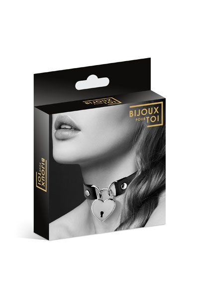 Черный чокер с замком в форме сердца - Bijoux Pour Toi - купить с доставкой в Южно-Сахалинске