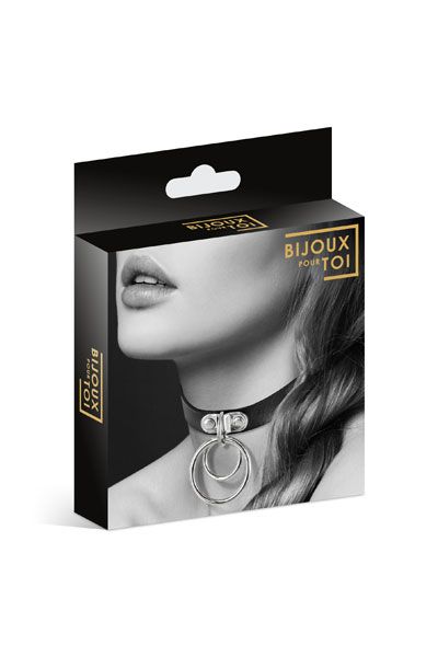 Черный чокер с двумя кольцами - Bijoux Pour Toi - купить с доставкой в Южно-Сахалинске