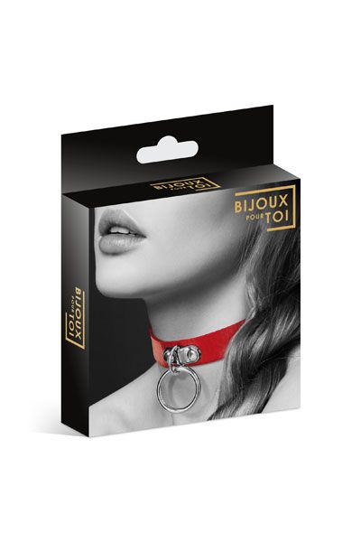 Красный узенький чокер с кольцом - Bijoux Pour Toi - купить с доставкой в Южно-Сахалинске