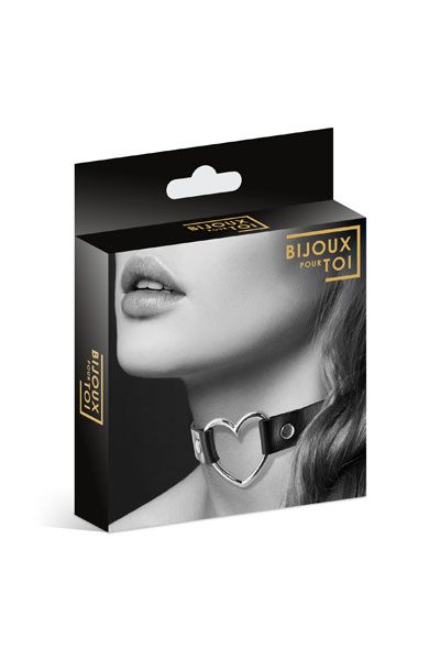 Чёрный чокер с кольцом в форме сердца - Bijoux Pour Toi - купить с доставкой в Южно-Сахалинске