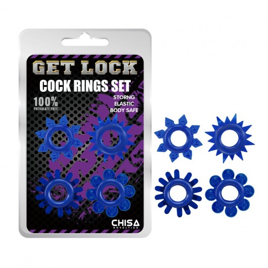 Набор из 4 синих колец Get Lock - Chisa - в Южно-Сахалинске купить с доставкой