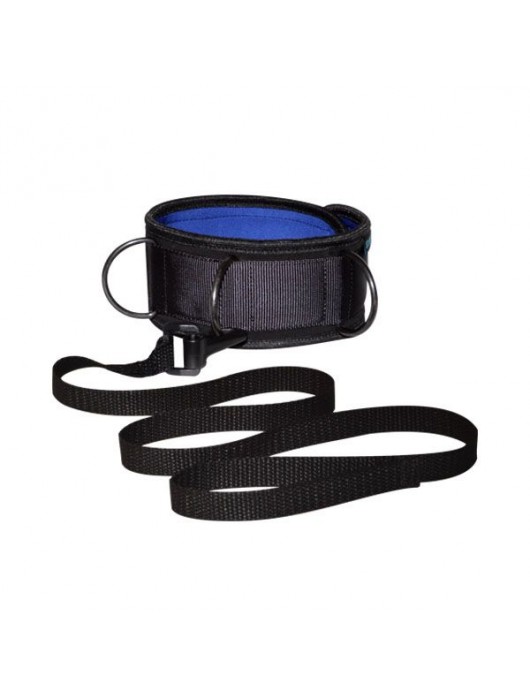 Чёрно-синий неопреновый ошейник с поводком - Sitabella - купить с доставкой в Южно-Сахалинске