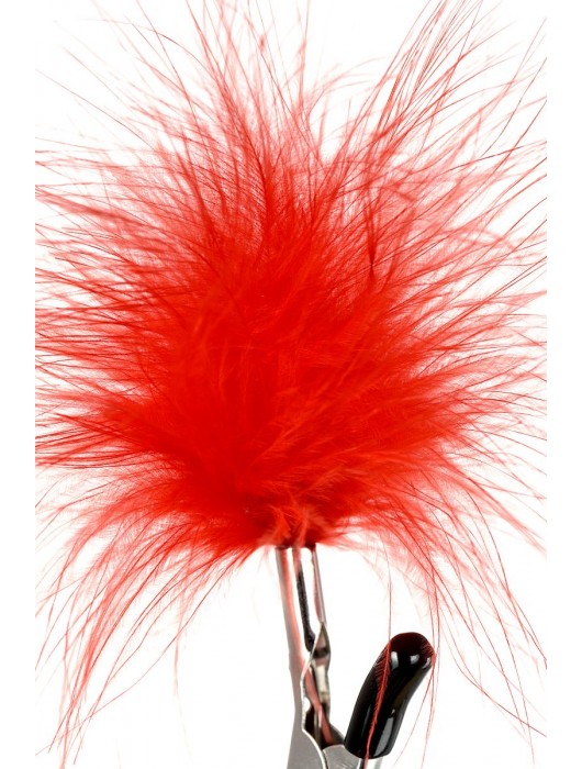 Зажимы для сосков с красным пухом Theatre - ToyFa - купить с доставкой в Южно-Сахалинске