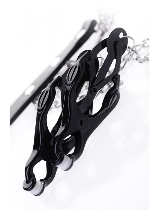 Черно-серебристые зажимы для сосков с кольцом для пениса TOYFA Metal - ToyFa - купить с доставкой в Южно-Сахалинске