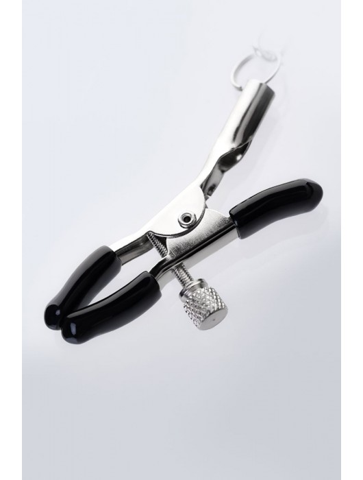 Серебристо-чёрные зажимы для сосков с кольцом для пениса TOYFA Metal - ToyFa - купить с доставкой в Южно-Сахалинске