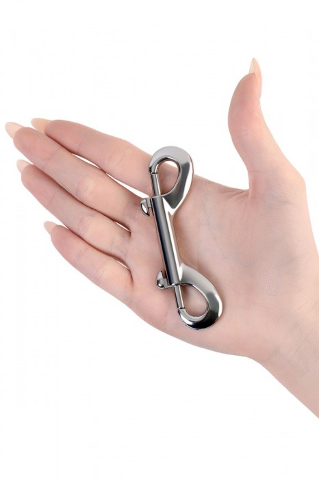 Серебристый двухсторонний карабин TOYFA Metal - ToyFa - купить с доставкой в Южно-Сахалинске